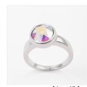 Elegant Silver-Tone Crystal Ring